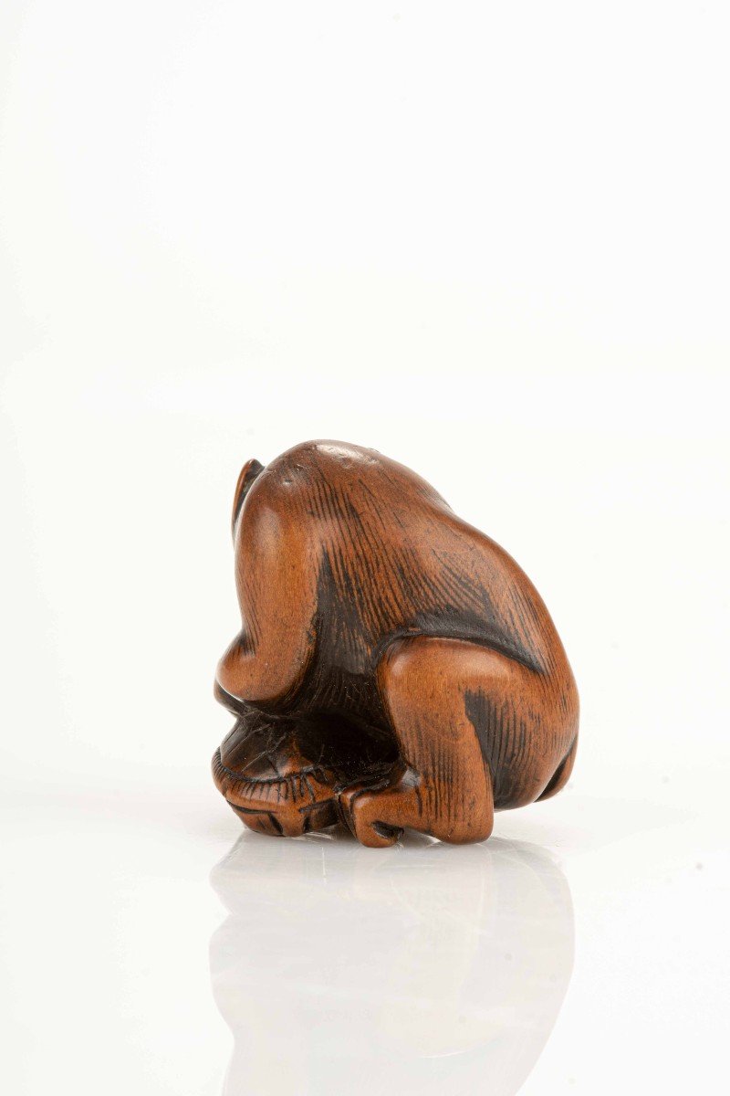 A Japanese Netsuke Depicting A Monkey With A Turtle-photo-4