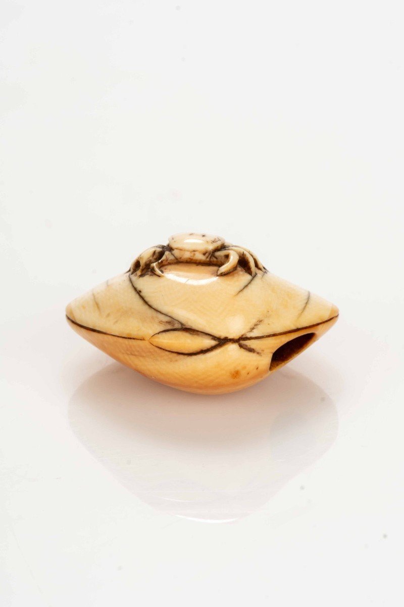 An Ivory Netsuke Depicting A Shell With A Crab And A Turtle-photo-4