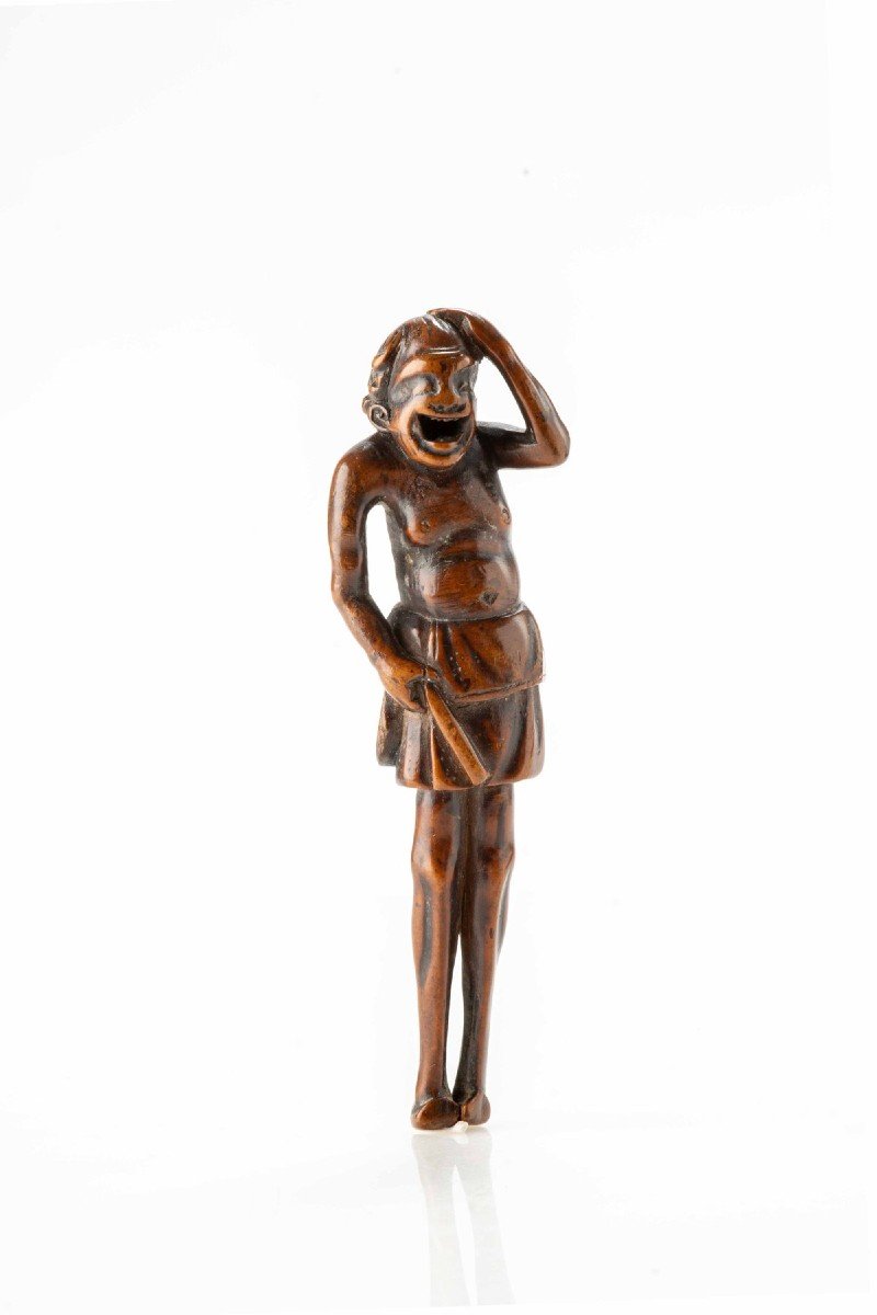 A Boxwood Netsuke Depicting A South Sea Islander-photo-4