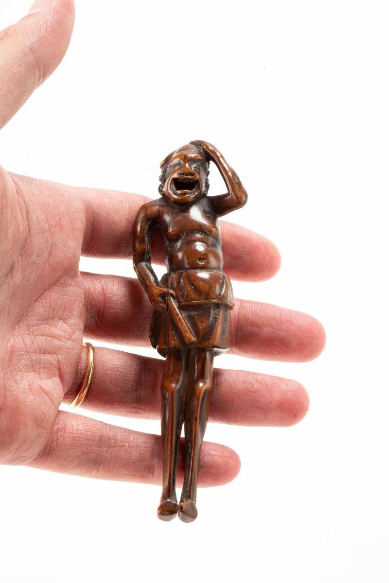 A Boxwood Netsuke Depicting A South Sea Islander-photo-2