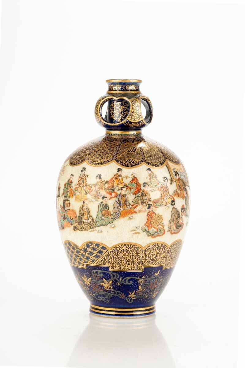 A Satsuma Vase With Numerous Figures Bringing Gift