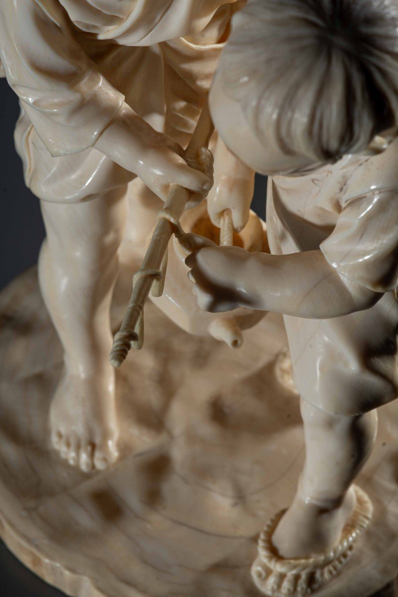 A Tokyo School Ivory Okimono Depicting Two Children-photo-2