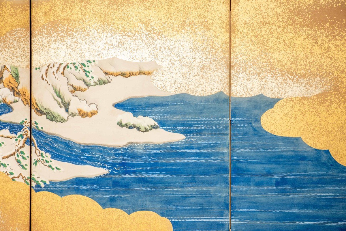 A Six-panel Folding Screen Depicting Scenes From The Tales Of Genji-photo-4