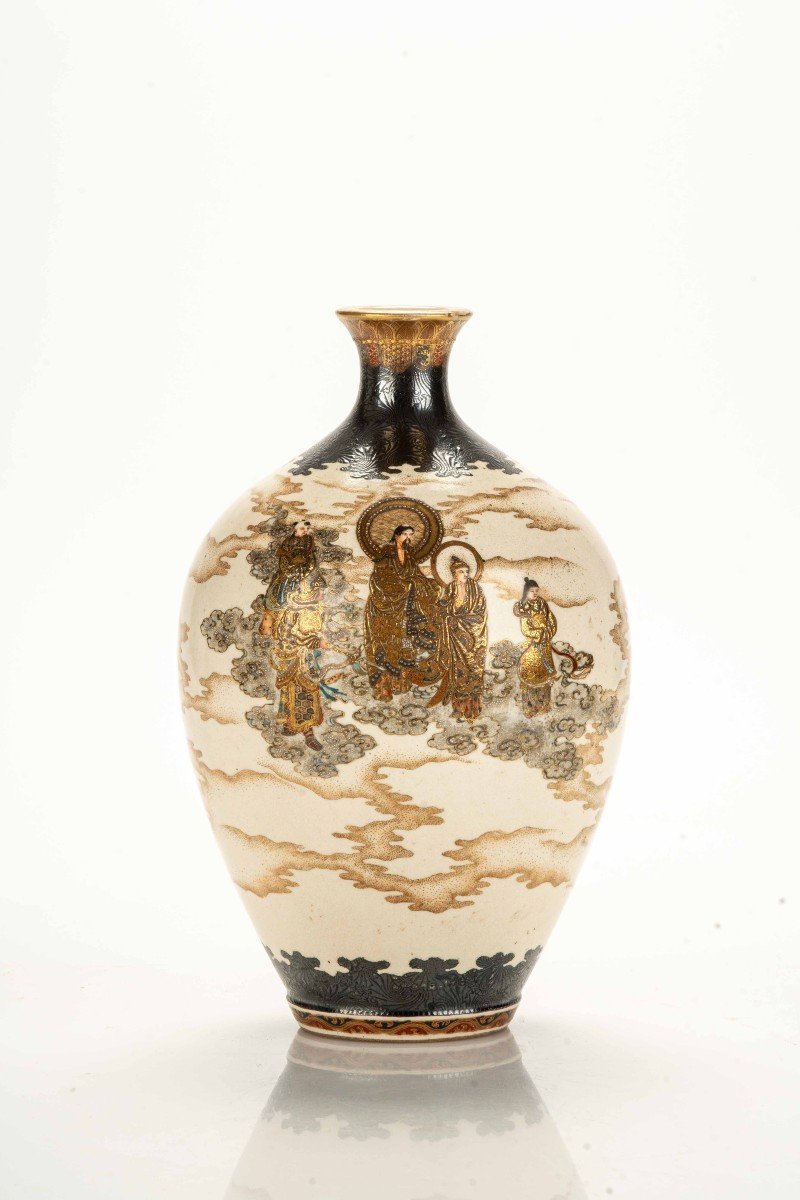 A Satsuma Ceramic Vase Decorated With Gold And Silver, Signed Kinkozan-photo-4