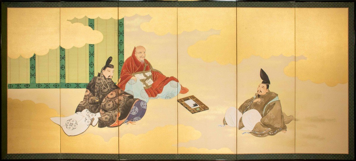 A Six-panel Folding Screen Inspired By The Tales Of Genji