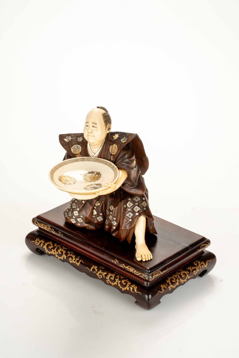 An Okimono Depicting A Sumo Wrestler, Signed Miyao-photo-2