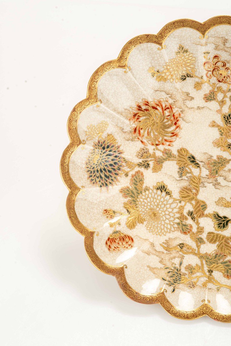 A Circular Satsuma Ceramic Plate With Floral Motif-photo-2