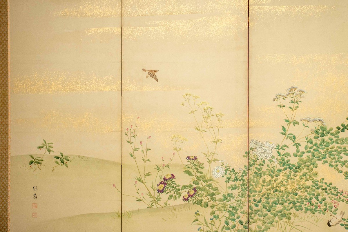 A Six-panel Naturalistic Folding Screen-photo-3