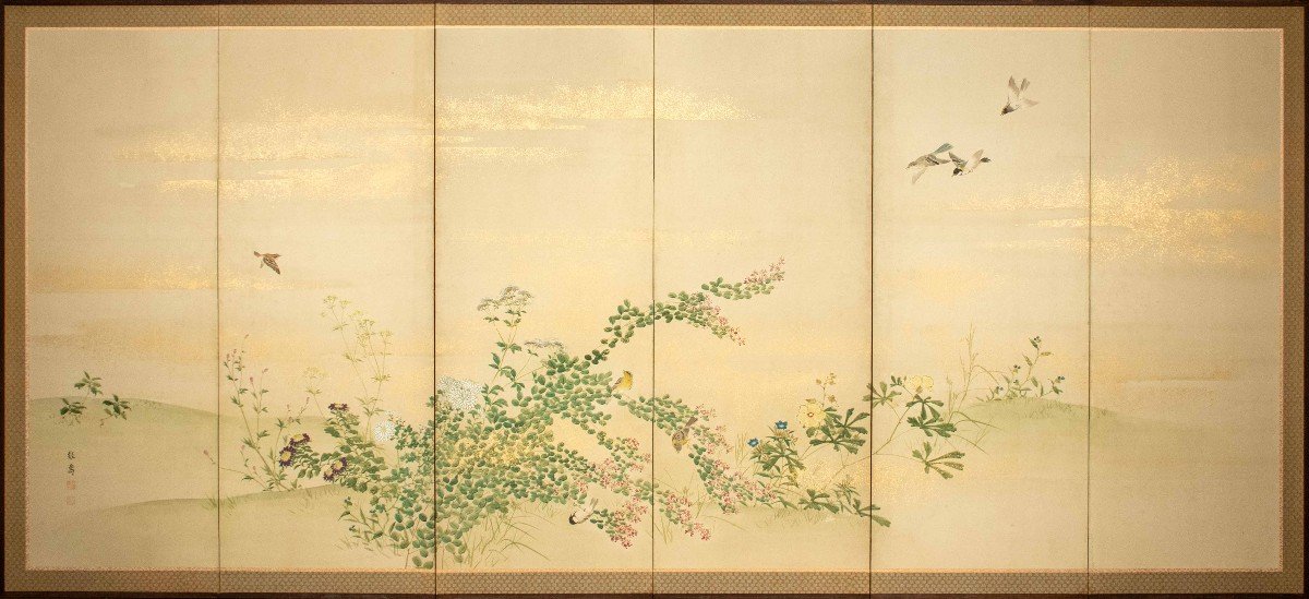 A Six-panel Naturalistic Folding Screen