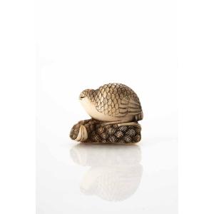 Ivory Netsuke Quail On A Millet