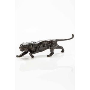 A Japanese Bronze Okimono Depicting The Study Of A Tiger