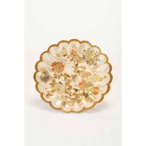 A Circular Satsuma Ceramic Plate With Floral Motif