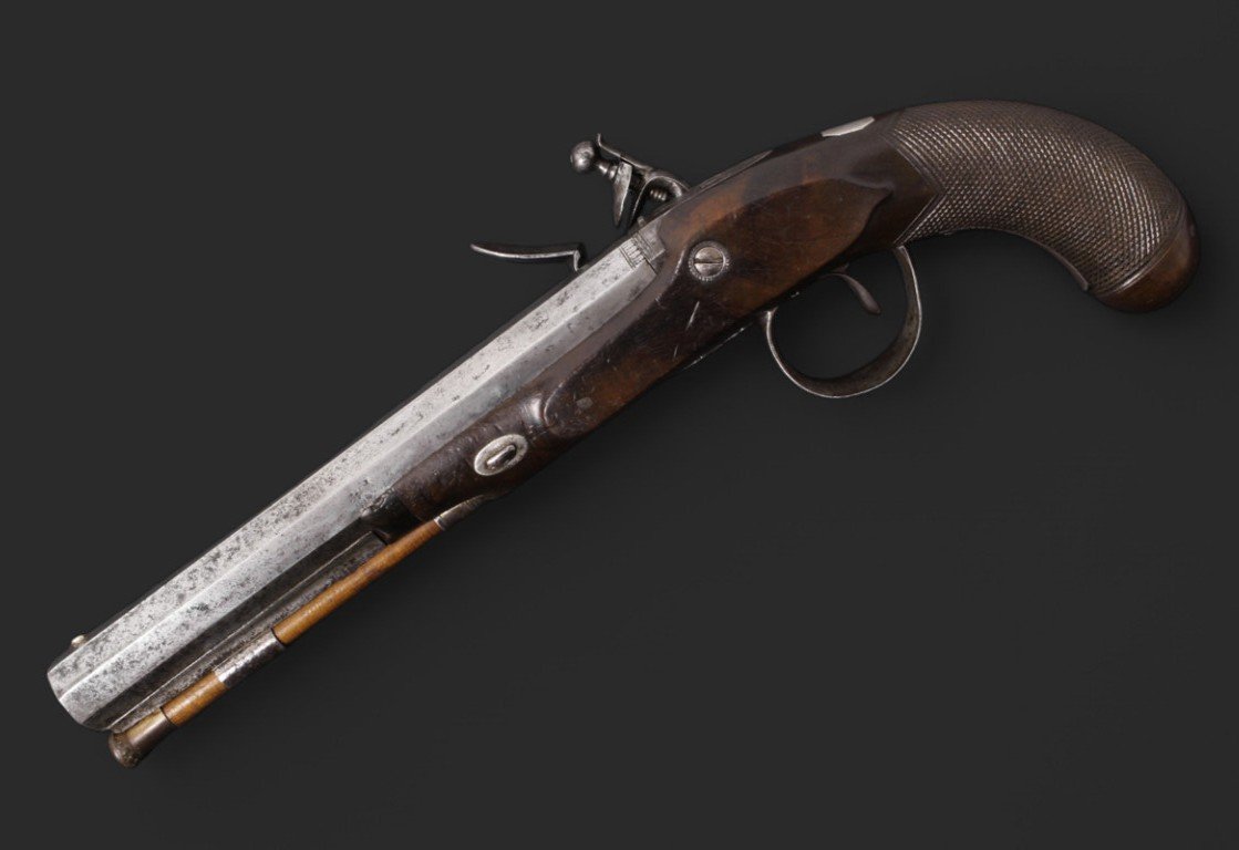 English Dueling Pistol, Circa 1800.-photo-1