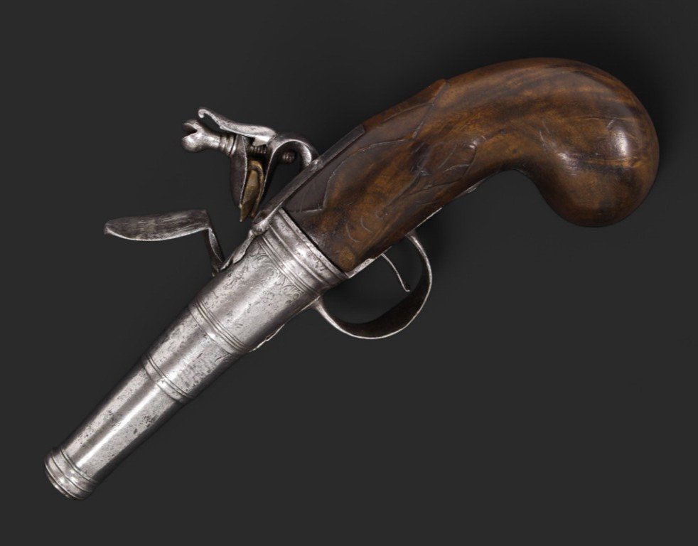 Pistolet Anglais à Silex De Type Queen Anne, Signé Turvey. Vers 1720.-photo-2