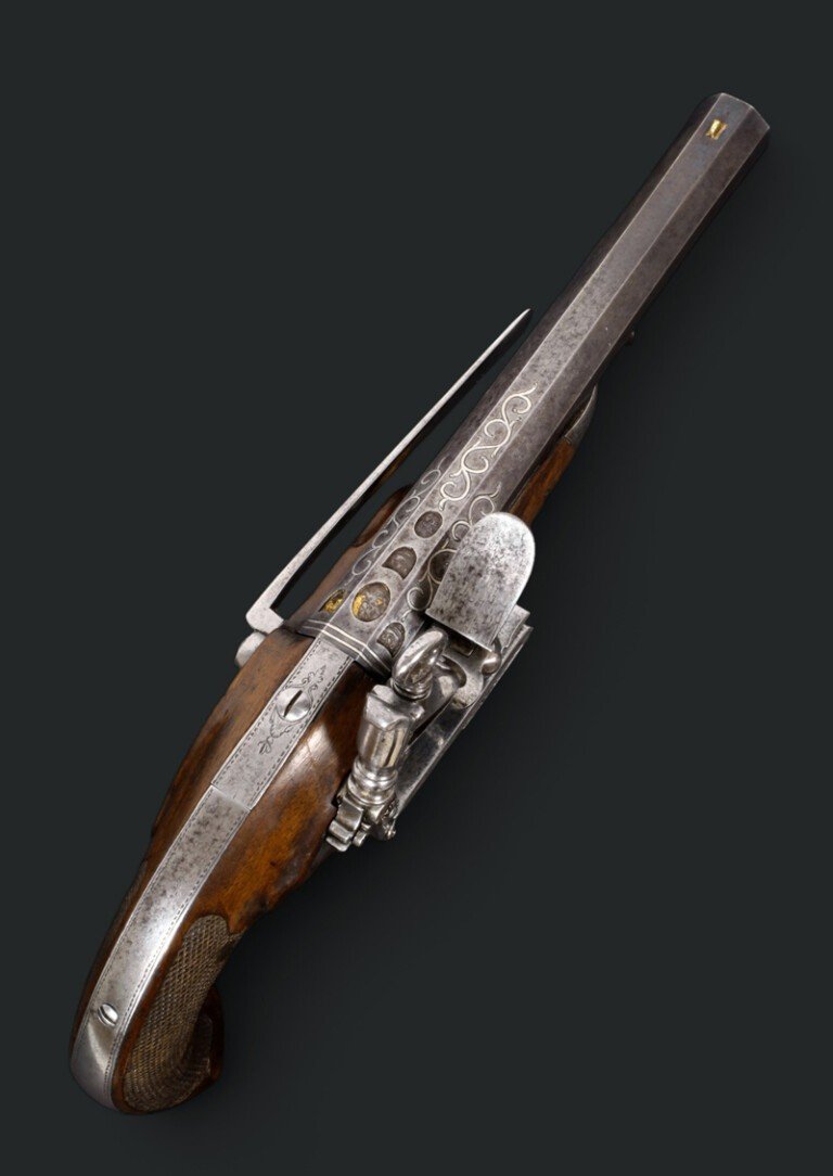 Pistolet d'Officier à Silex, Espagne Vers 1820.-photo-2