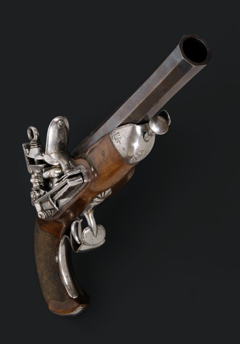 Pistolet d'Officier à Silex, Espagne Vers 1820.-photo-3