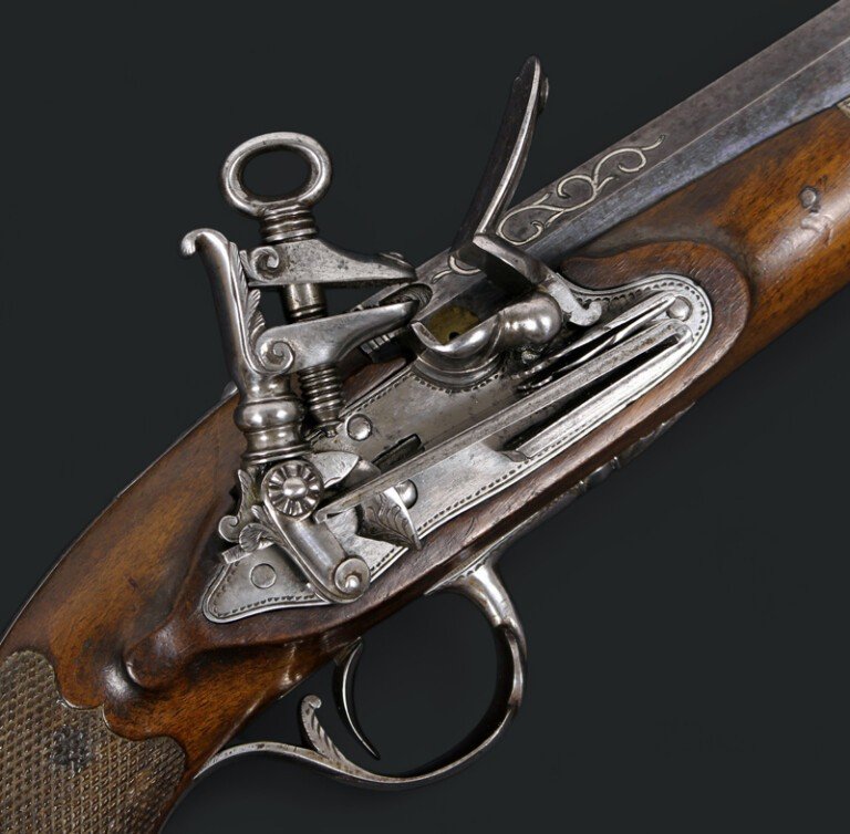 Pistolet d'Officier à Silex, Espagne Vers 1820.-photo-4