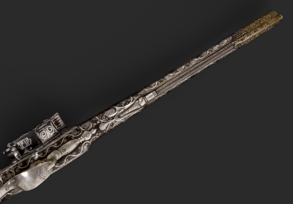 Oriental Miquelet Flintlock Pistol, Decorated With Silver Inlays, Circa 1800.-photo-3