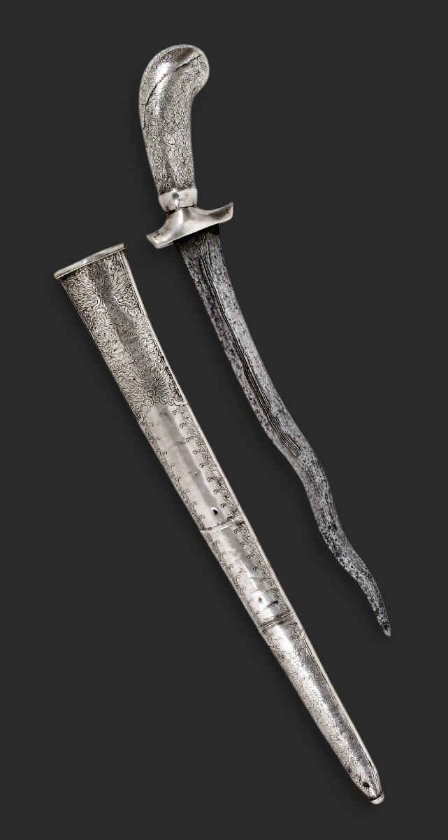 Indonesian "pedang" Dagger, Silver, 19th Century.-photo-2