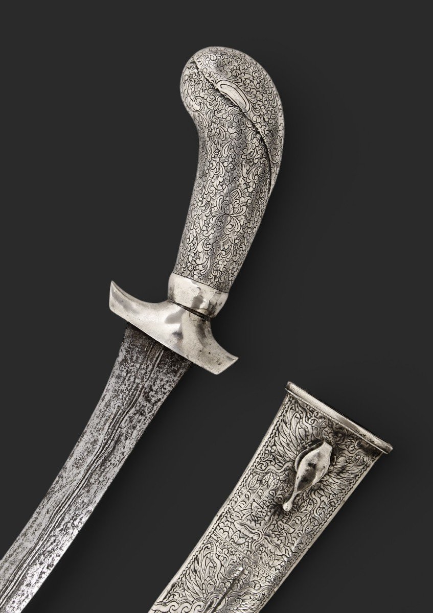 Indonesian "pedang" Dagger, Silver, 19th Century.-photo-4