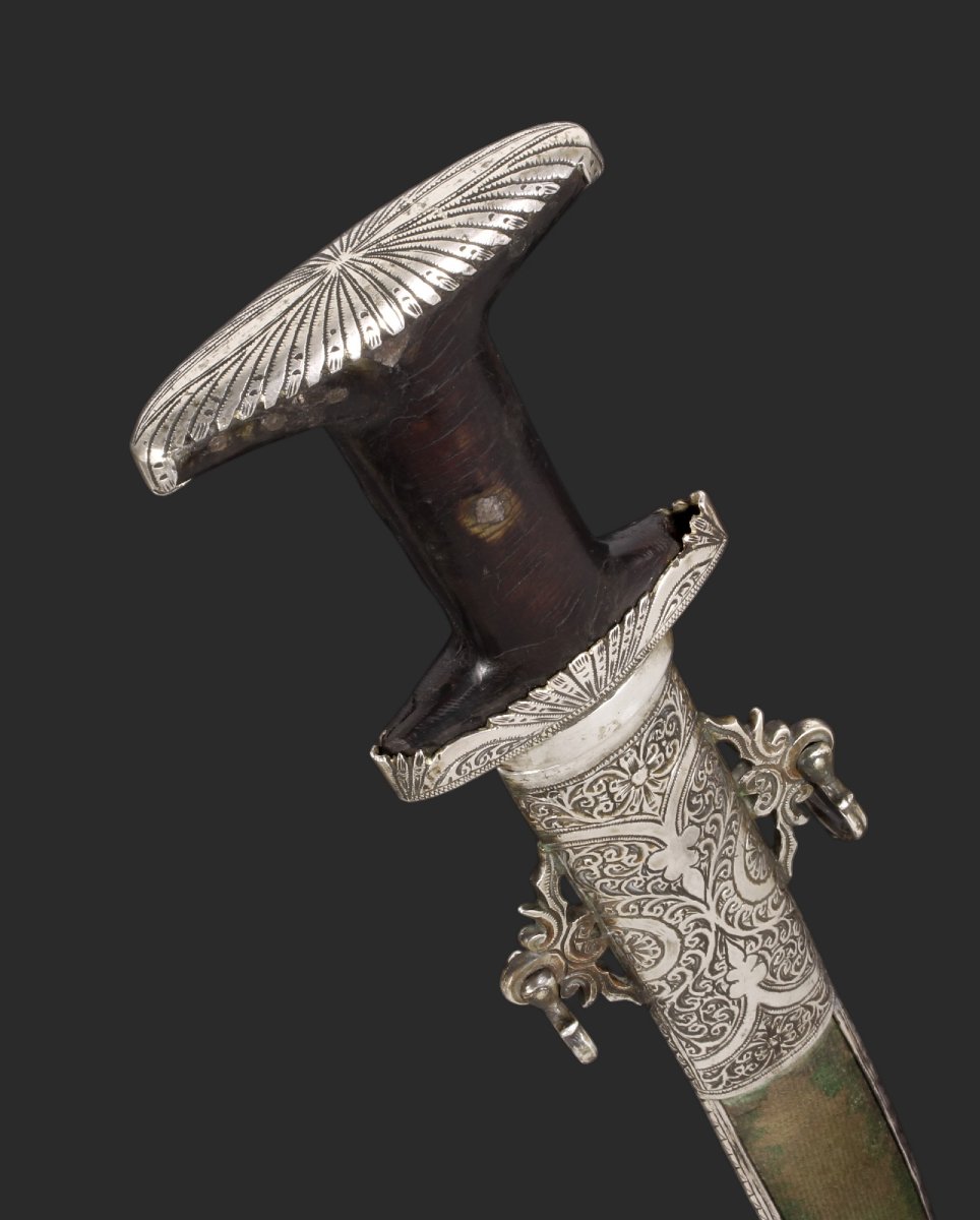 A Maghreb Sword S'boula/jiboula. European Blade. Silver Engraved Mounts. 19th.-photo-4