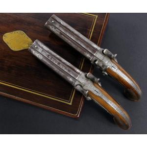 Magnificent Cased Pair Of Pistols By Sebastian Alberdi. Spain, 1849.