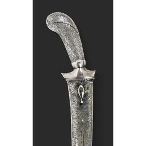 Indonesian "pedang" Dagger, Silver, 19th Century.