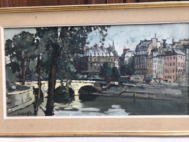 Painting By Constantin Kluge. The Pont Marie In Paris.-photo-2