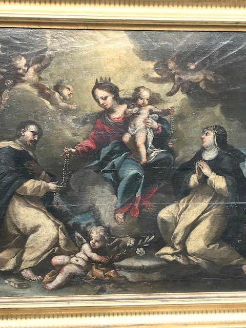 Religious Painting On Wood. Italian School. 18th Century Period.-photo-3