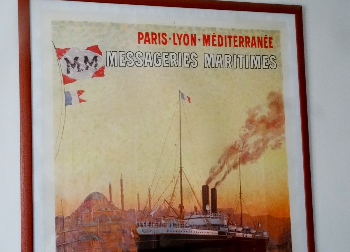 AFFICHE ANCIENNE .P.L.M . LES MESSAGERIES MARITIMES . Par EUGENE D'ARGENCE .-photo-4