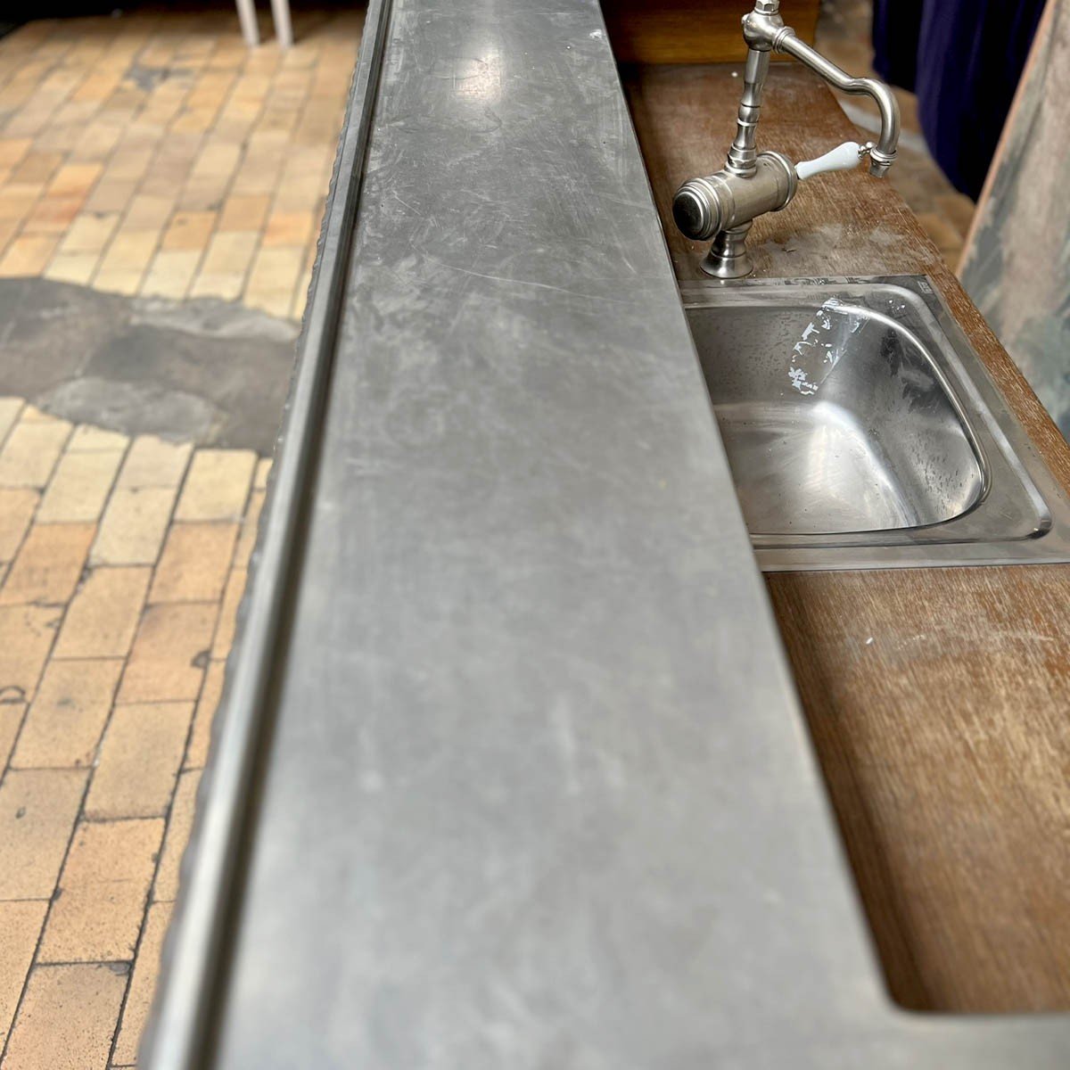 Art Deco Bar Counter With Pewter Track-photo-3