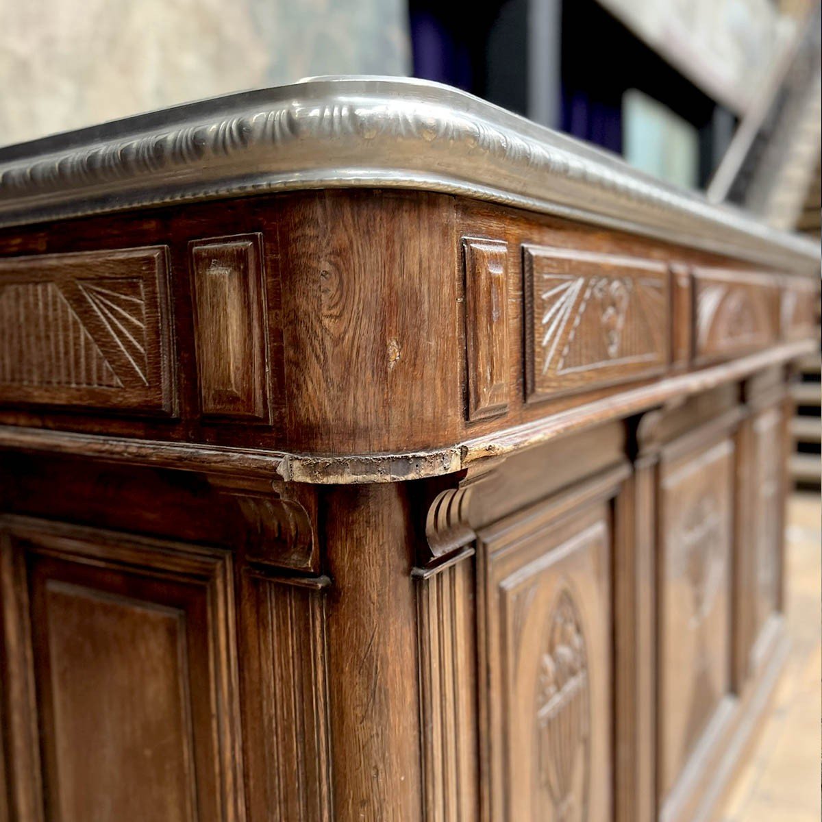 Art Deco Bar Counter With Pewter Track-photo-6