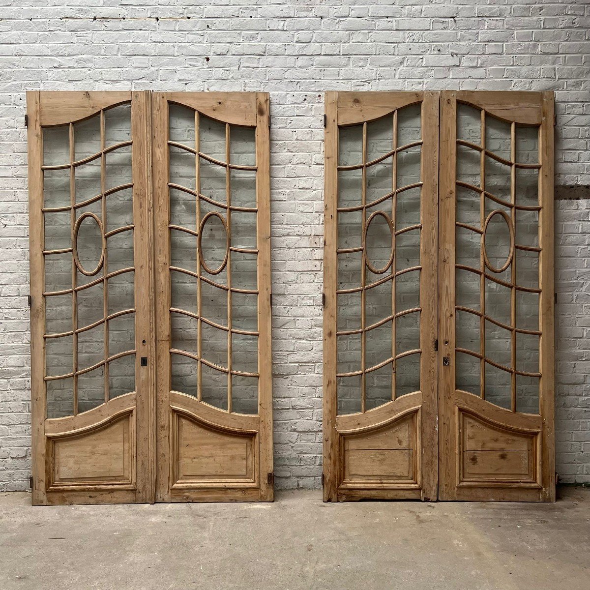 lot de 2 paires de double portes vitrées carreaux biseautés-photo-4