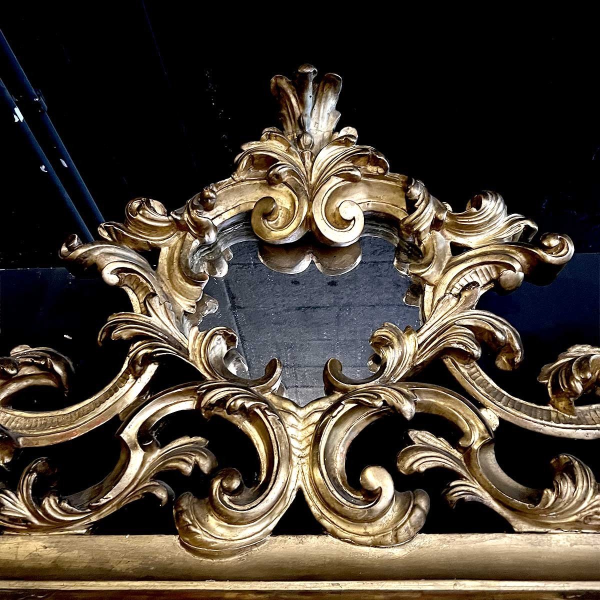 Miroir En Bois Et Stuc Doré De Style Rocaille Louis XV-photo-4