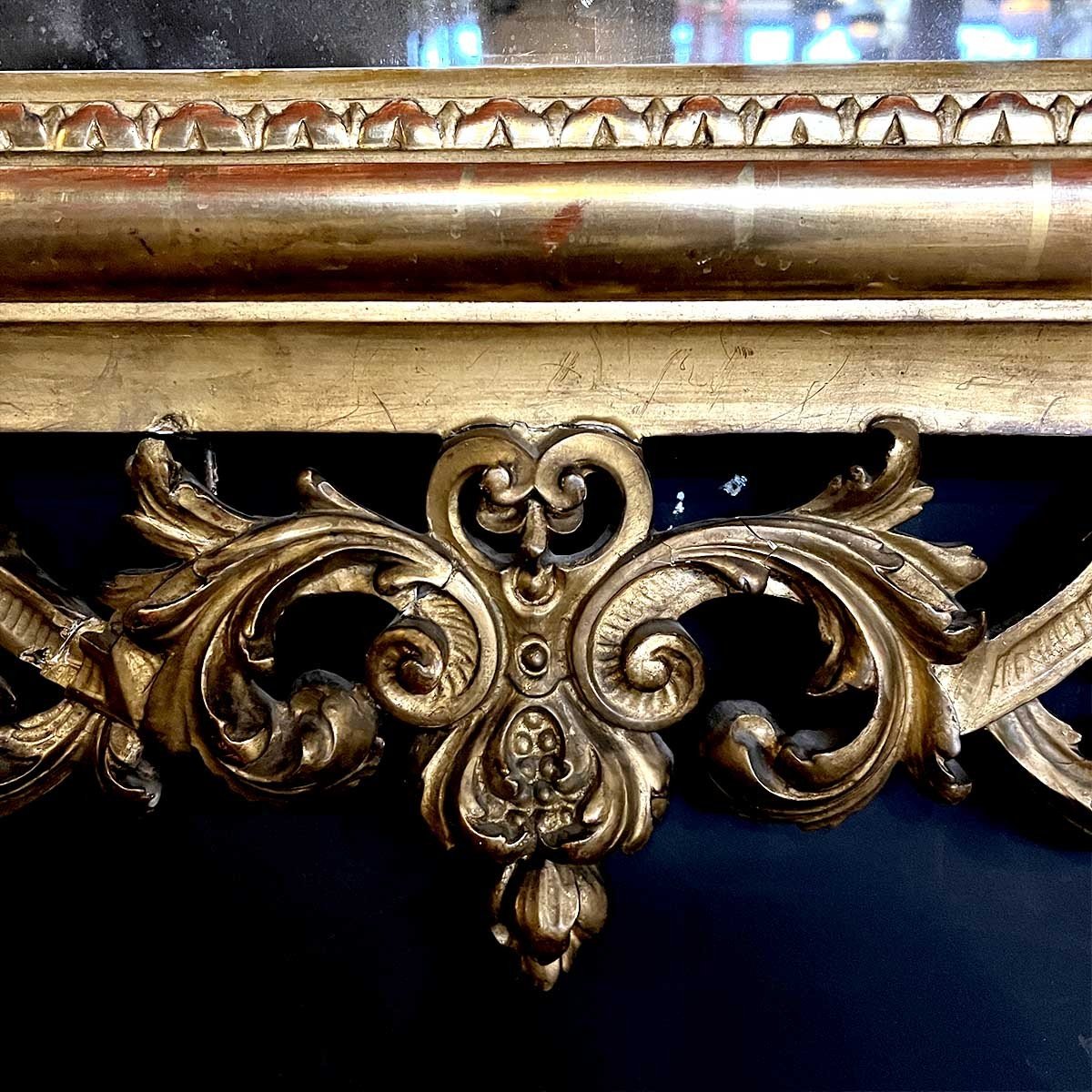 Miroir En Bois Et Stuc Doré De Style Rocaille Louis XV-photo-3