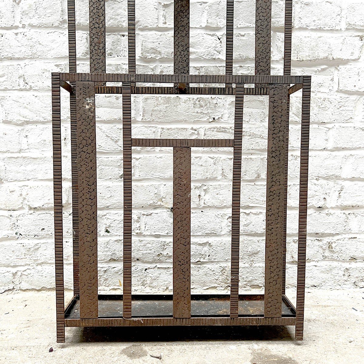 Art Deco Hammered Iron Coat Rack-photo-2