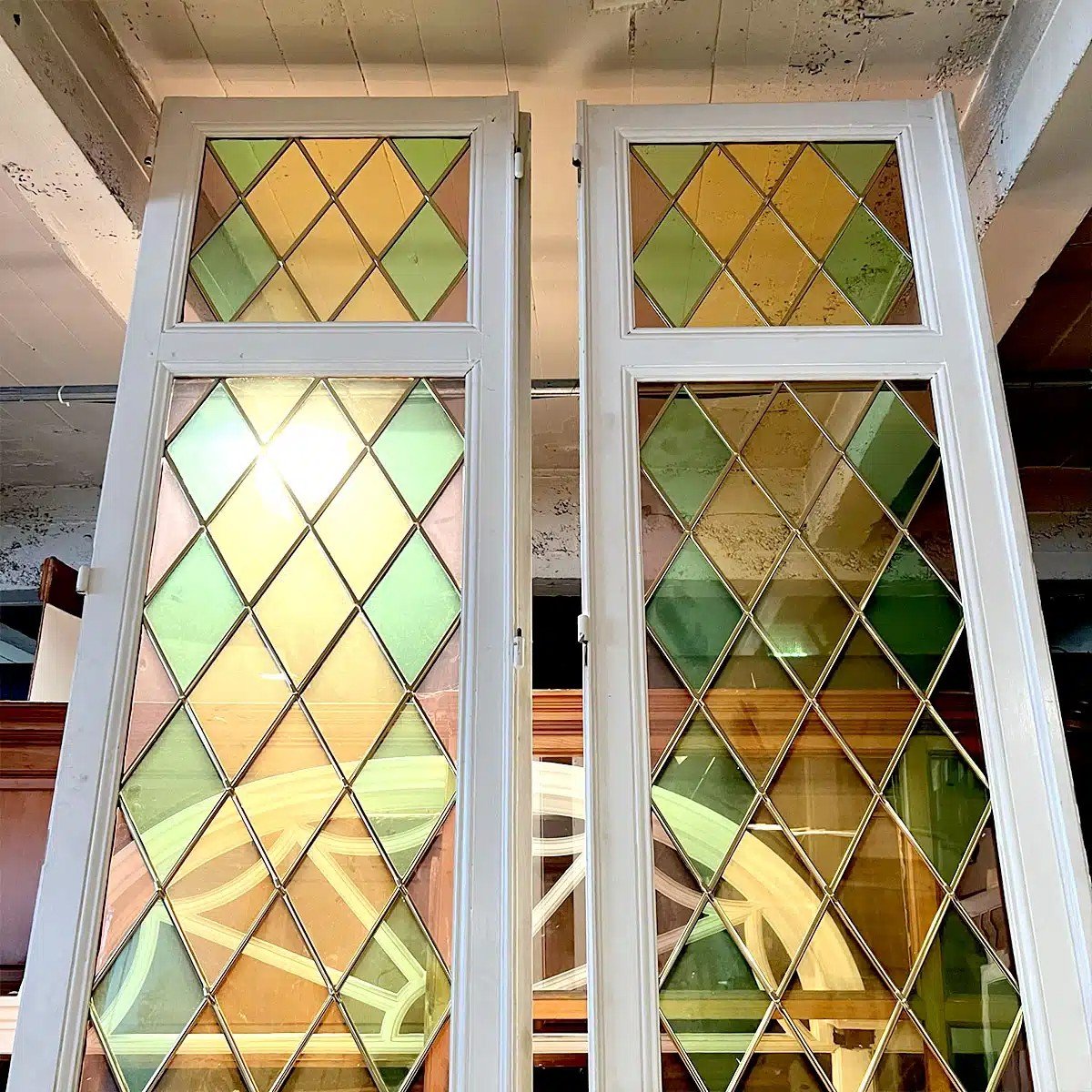 Pair Of Simple Doors With Colored Stained Glass Windows-photo-4