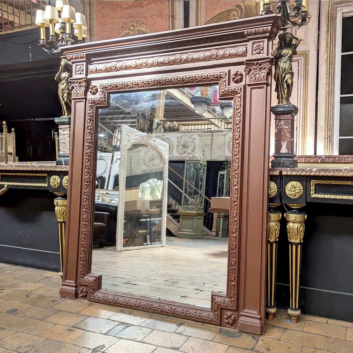 Napoleon III Period Trumeau Mercury Mirror