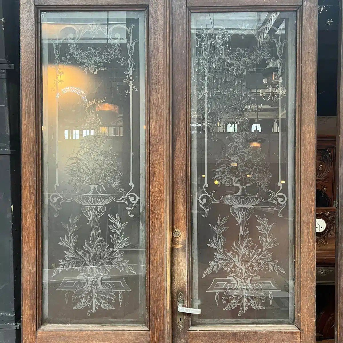 Pair Of Double Doors With Etched Glass-photo-4