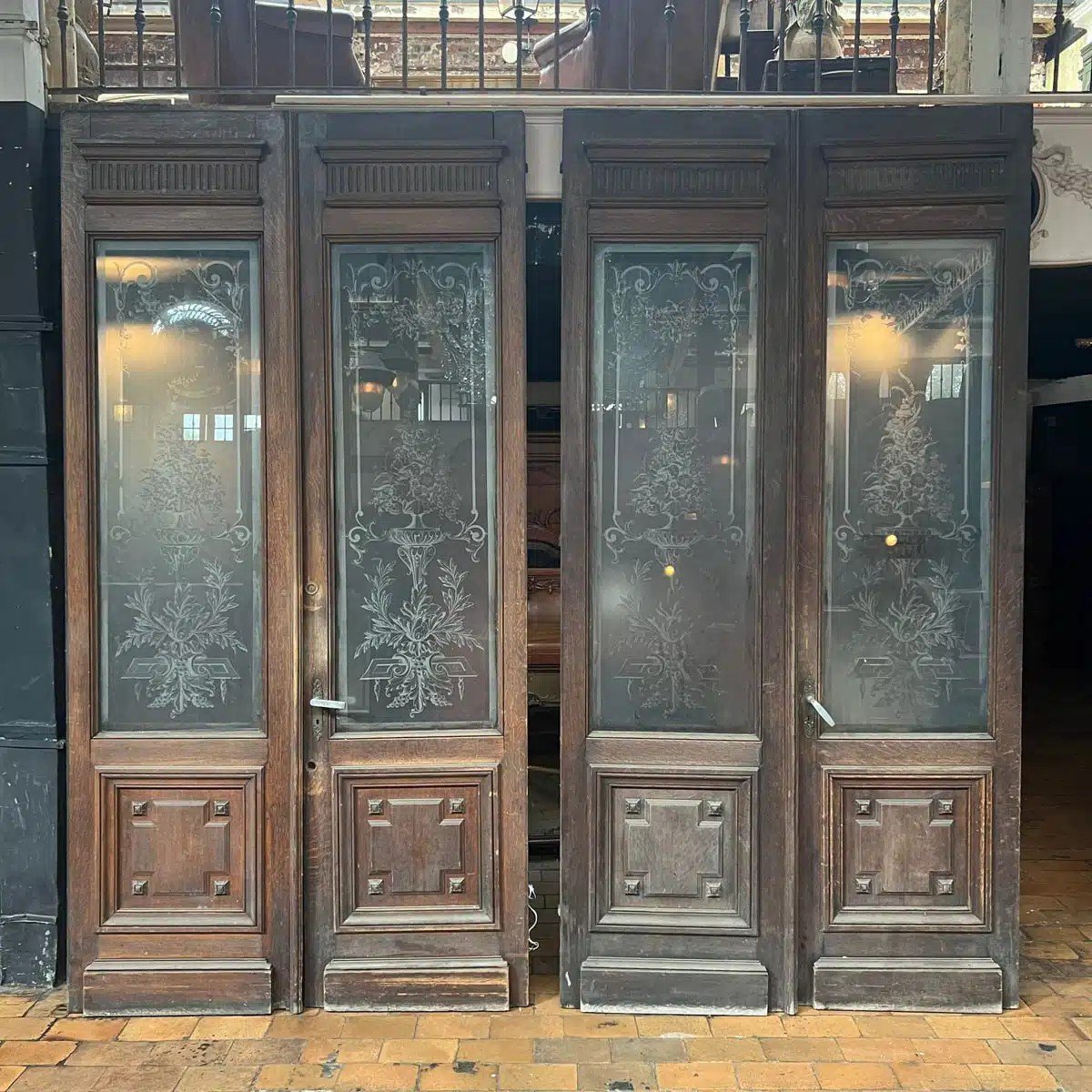 Pair Of Double Doors With Etched Glass