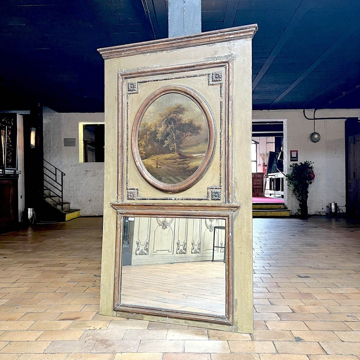 Antique Trumeau With Painted Landscape Motif