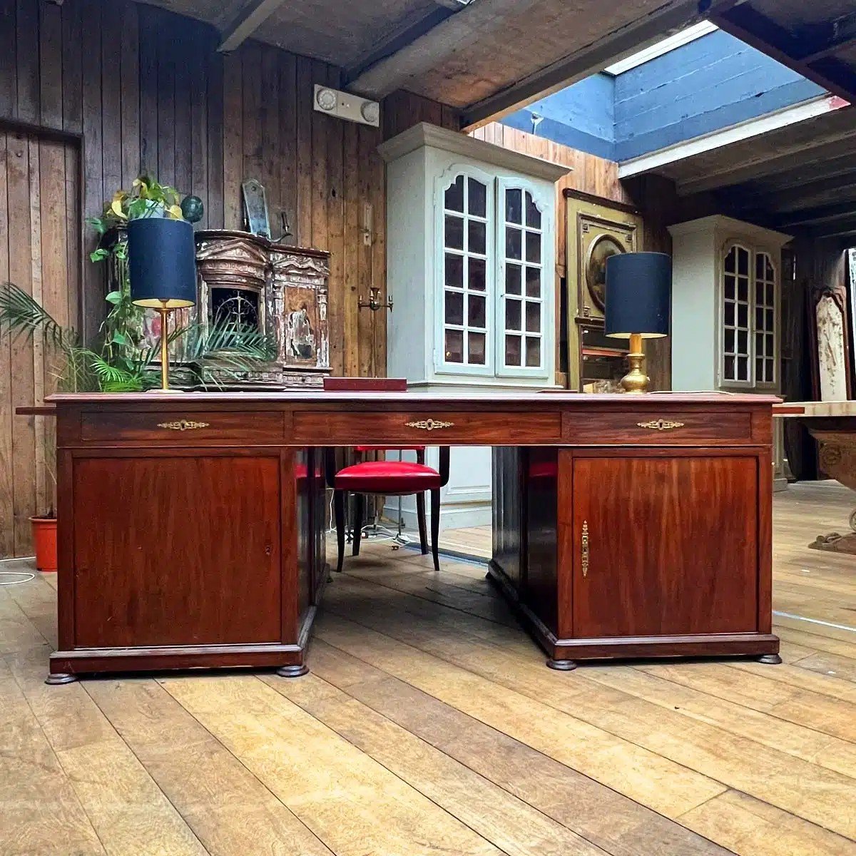 19th Century Empire Mahogany Double Desk-photo-2