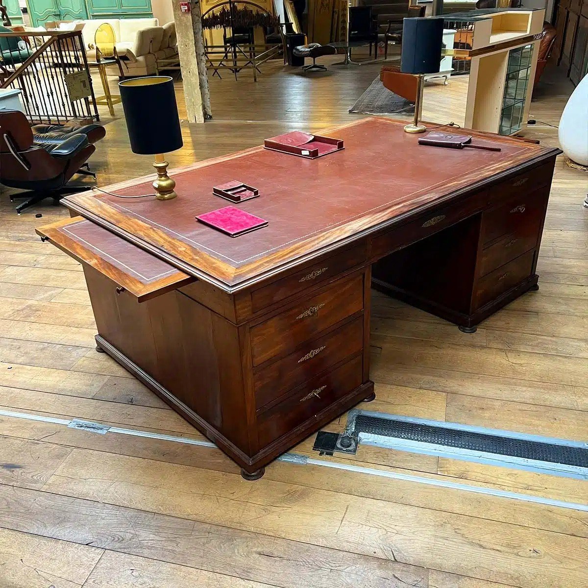 19th Century Empire Mahogany Double Desk-photo-4