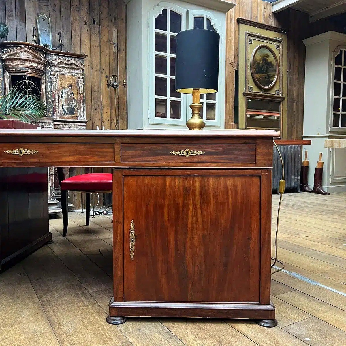 19th Century Empire Mahogany Double Desk-photo-1