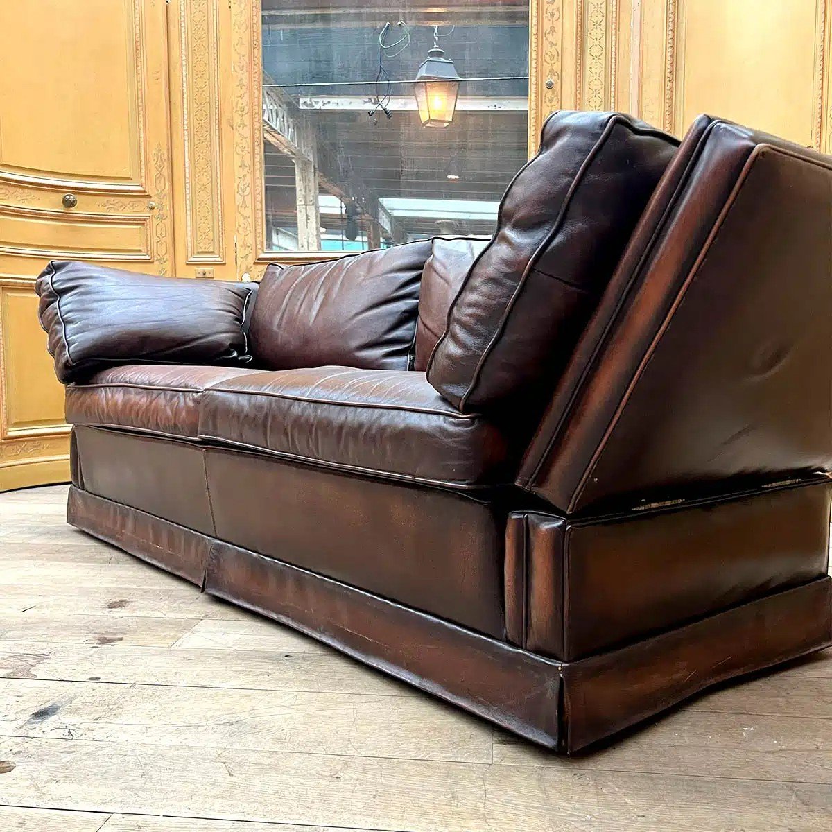 Leather Sofa Attributed To Jansen Circa 1970-photo-2