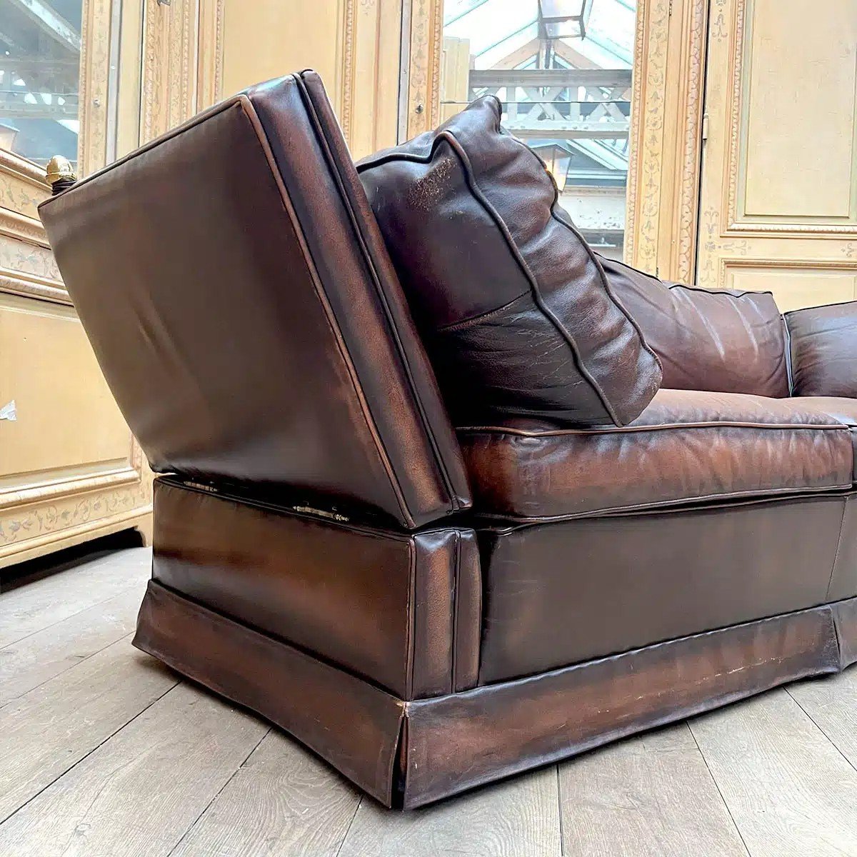 Leather Sofa Attributed To Jansen Circa 1970-photo-6