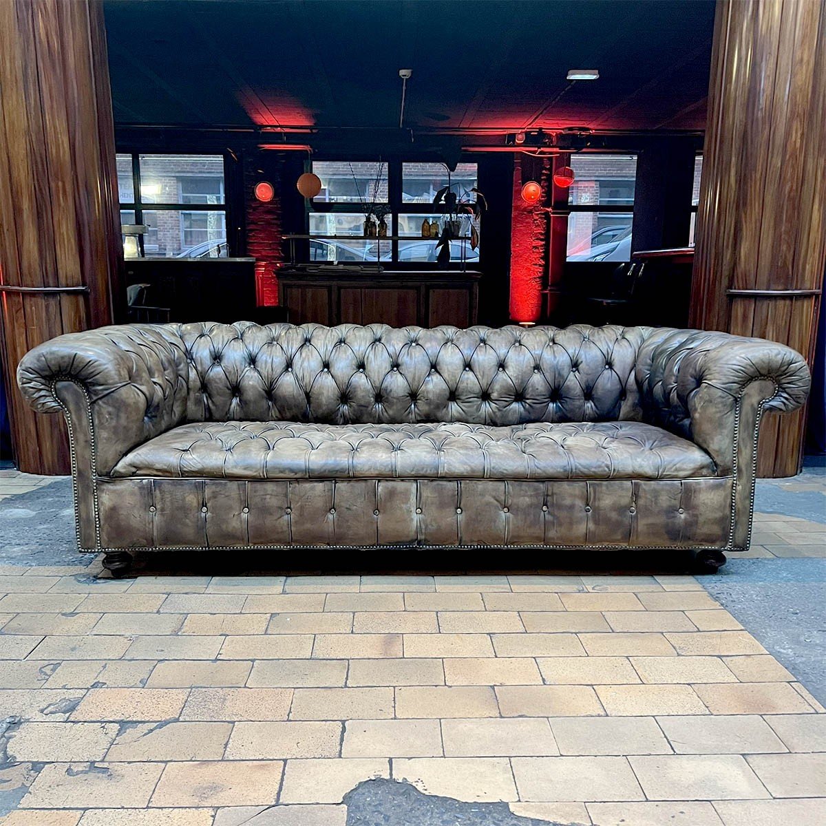 Chesterfield Ancien En Cuir-photo-4