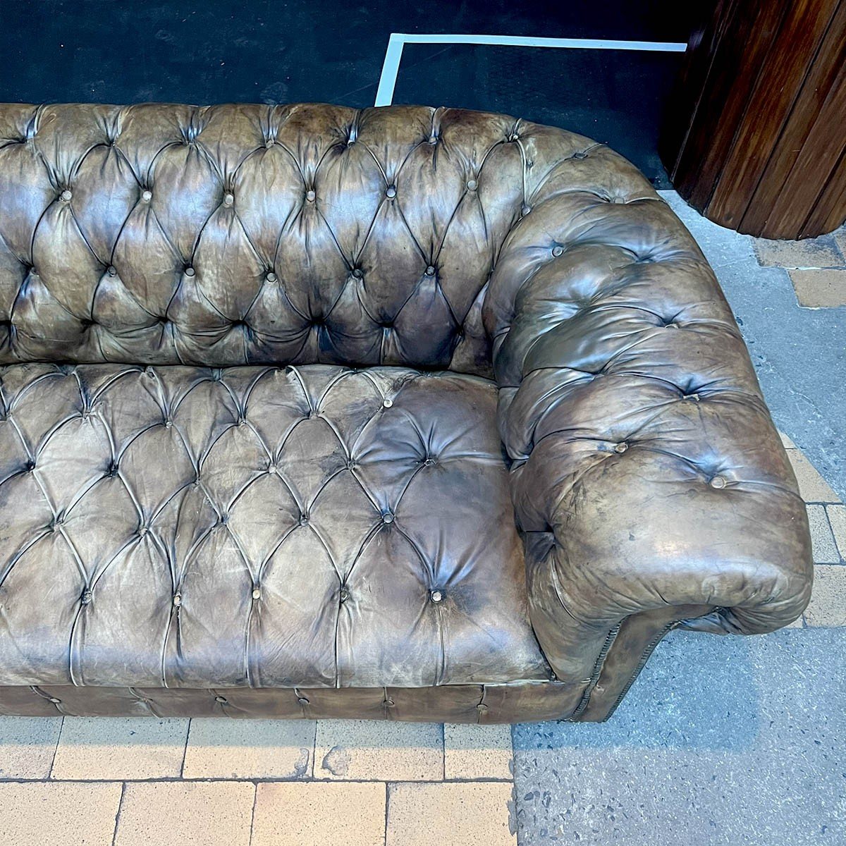 Chesterfield Ancien En Cuir-photo-2