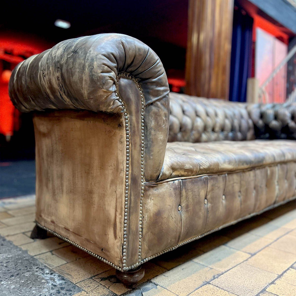 Chesterfield Ancien En Cuir-photo-4