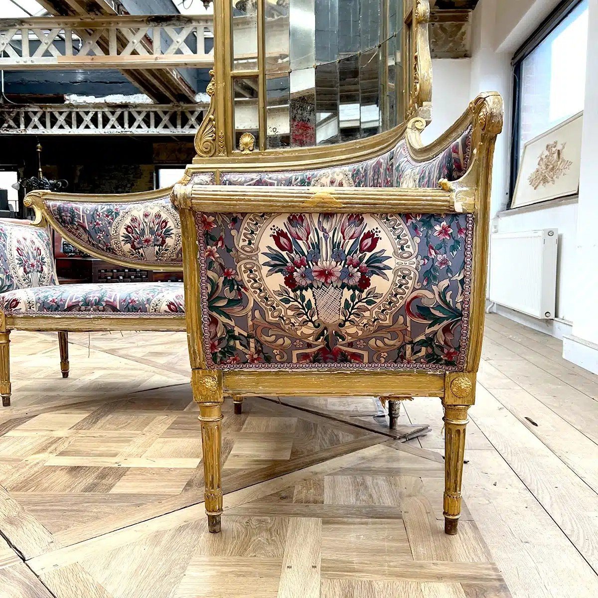 Banquette D’angle Napoléon III En Bois Dorée-photo-3